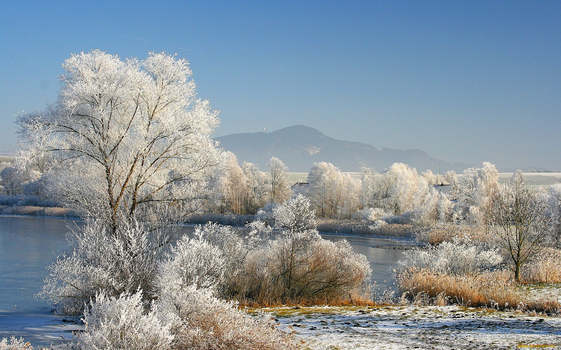 Январь году начало зимы. Река Лойзах Германия зима. Зимний пейзаж. Зимняя природа. Ранняя зима.